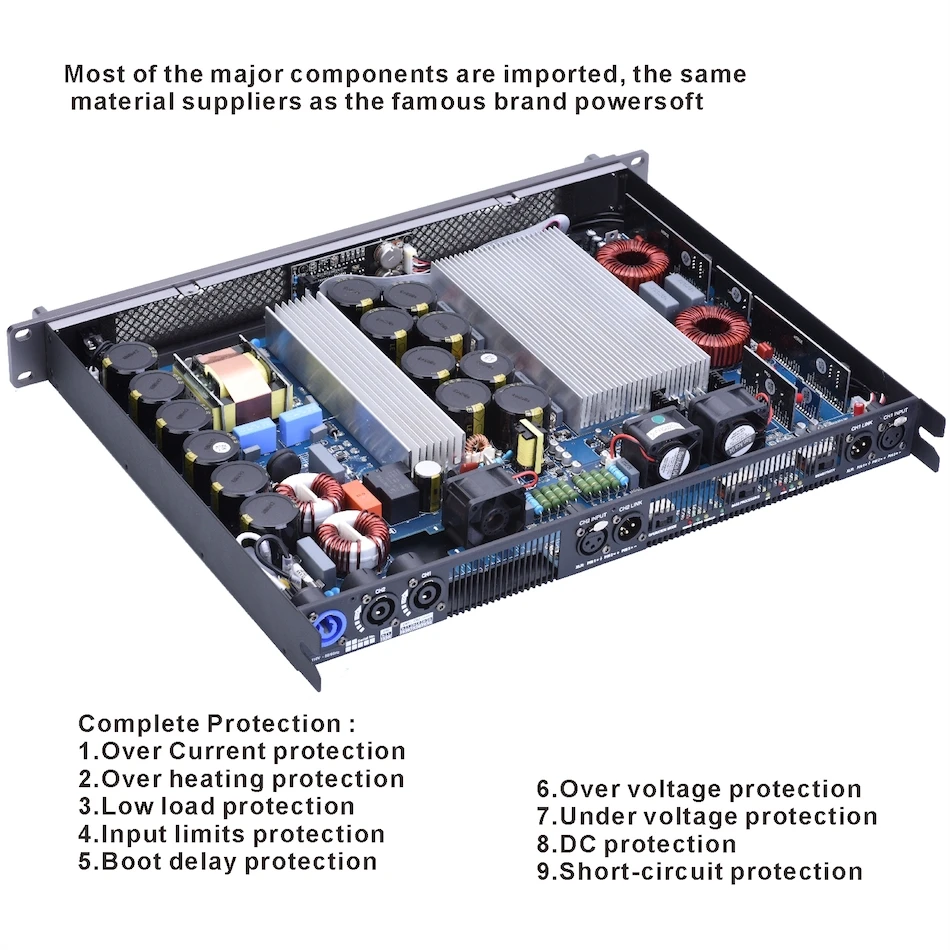 Tulun play D4 2CH 1200w@8ohms 1u amplifier professional power soft class d power amplifier