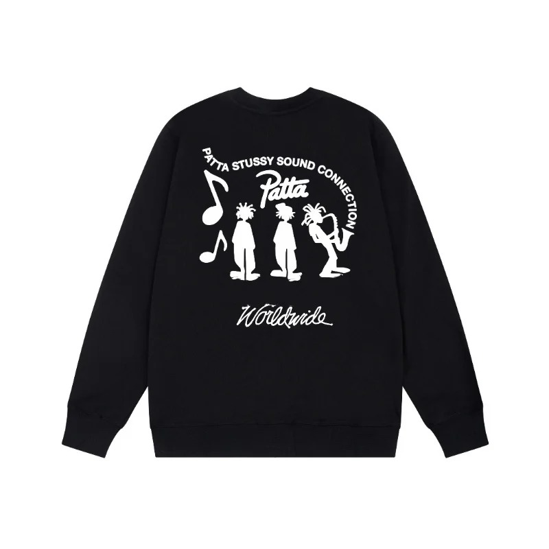 Stu printed patta round neck sweatshirt made of pure cotton and loose fitting hip-hop streetwear