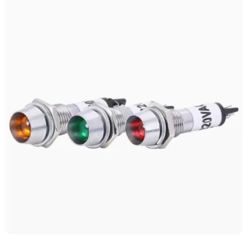 Panel 8mm Mounting Red Green Yellow Power Indicator Light Indication LED Signal Lamp 6VDC 12VDC 24VDC 110VAC 220VAC 380VAC XD8-1