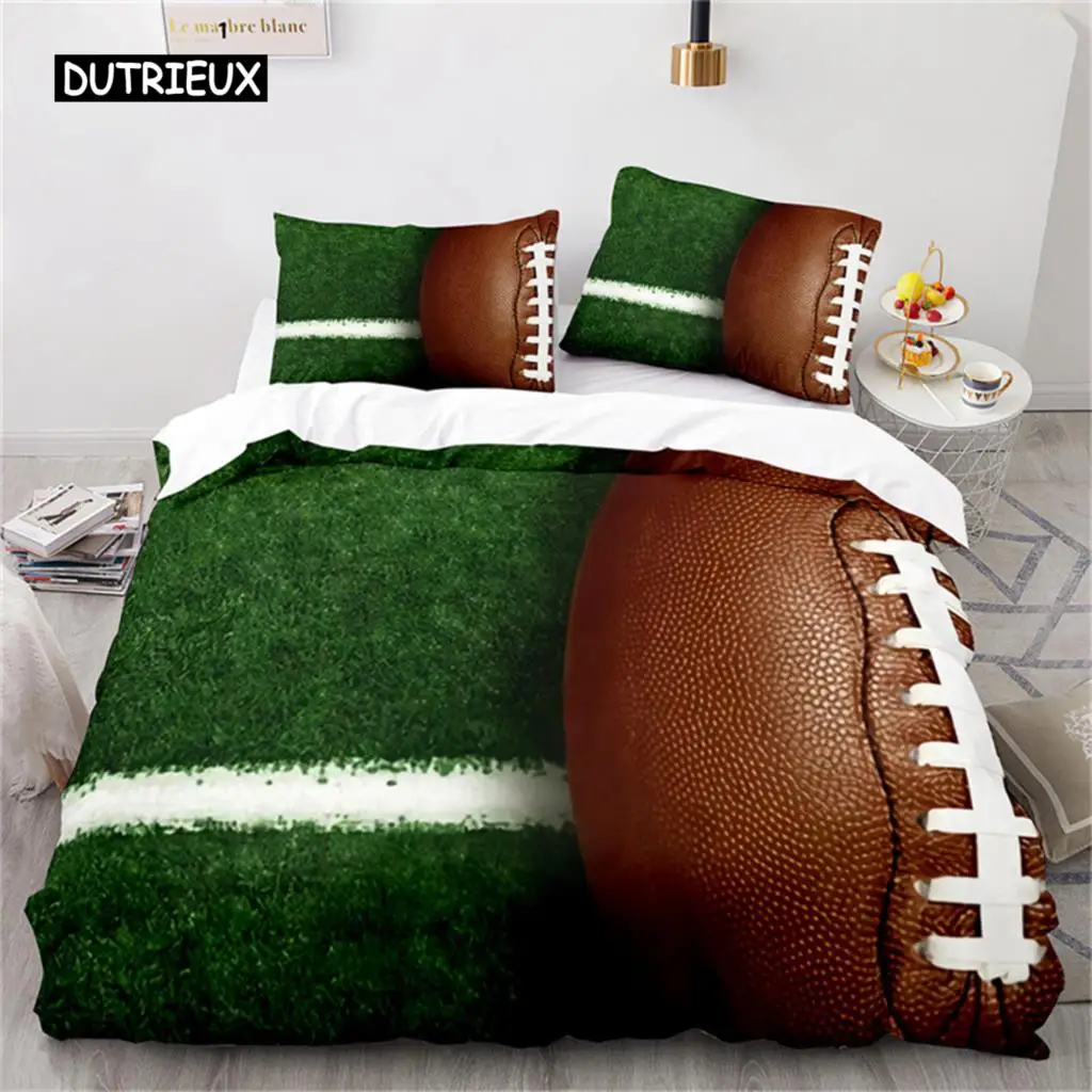 

Twin Boy Sports Duvet Cover Football Bedding Set Microfiber Ball Sport Comforter Cover for Kids Teen Men Gifts Bedroom Decor