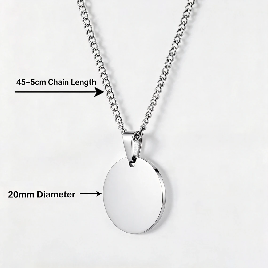 Kissmoon Personalized Custom Name Date Text Necklace for Men Women Engraved Coin Necklace Stainless Steel Christmas Jewelry Gift
