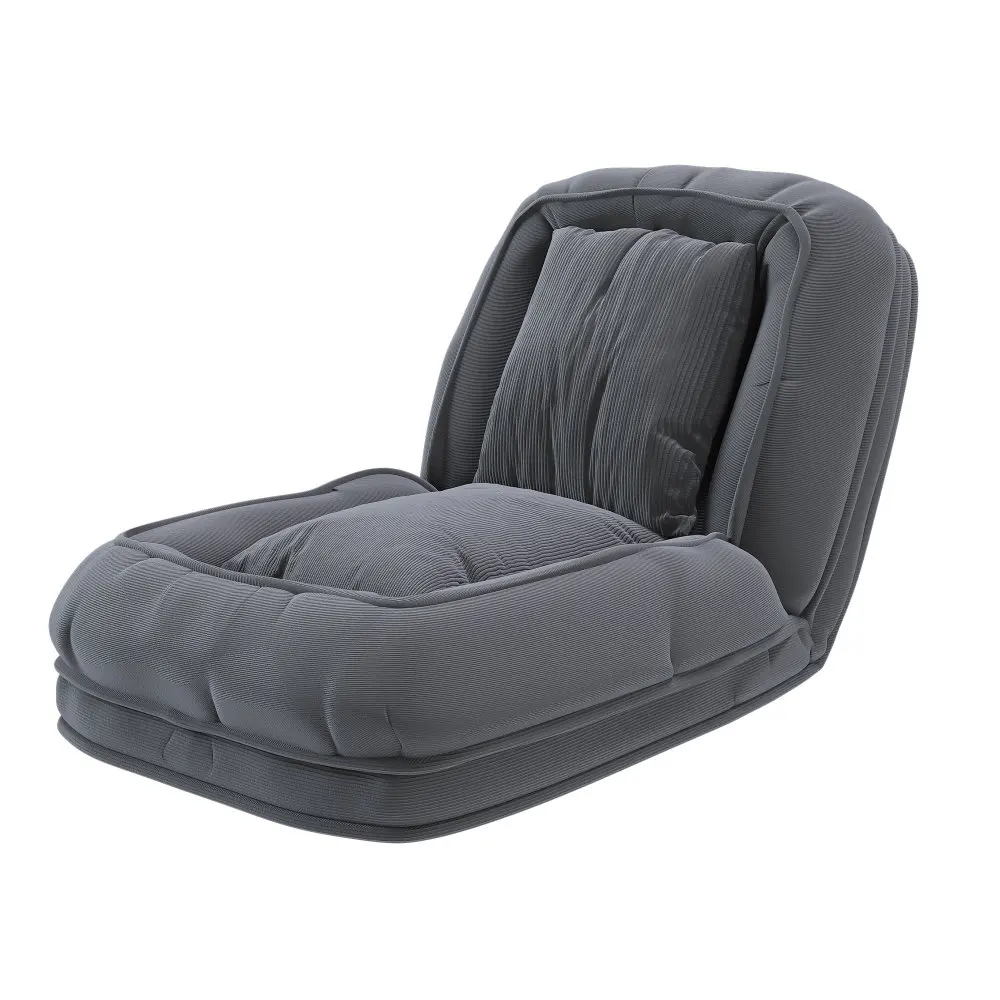 Adjustable Recliner，Upholstered  Human Dog Bed for Adults and Pets, Foldable Lazy Sofa Bed with 5 Adjustable Position, Includes 2 Soft Pillows for Bedroom, Living Room, Reading Corner(Grey)  W2699P410738