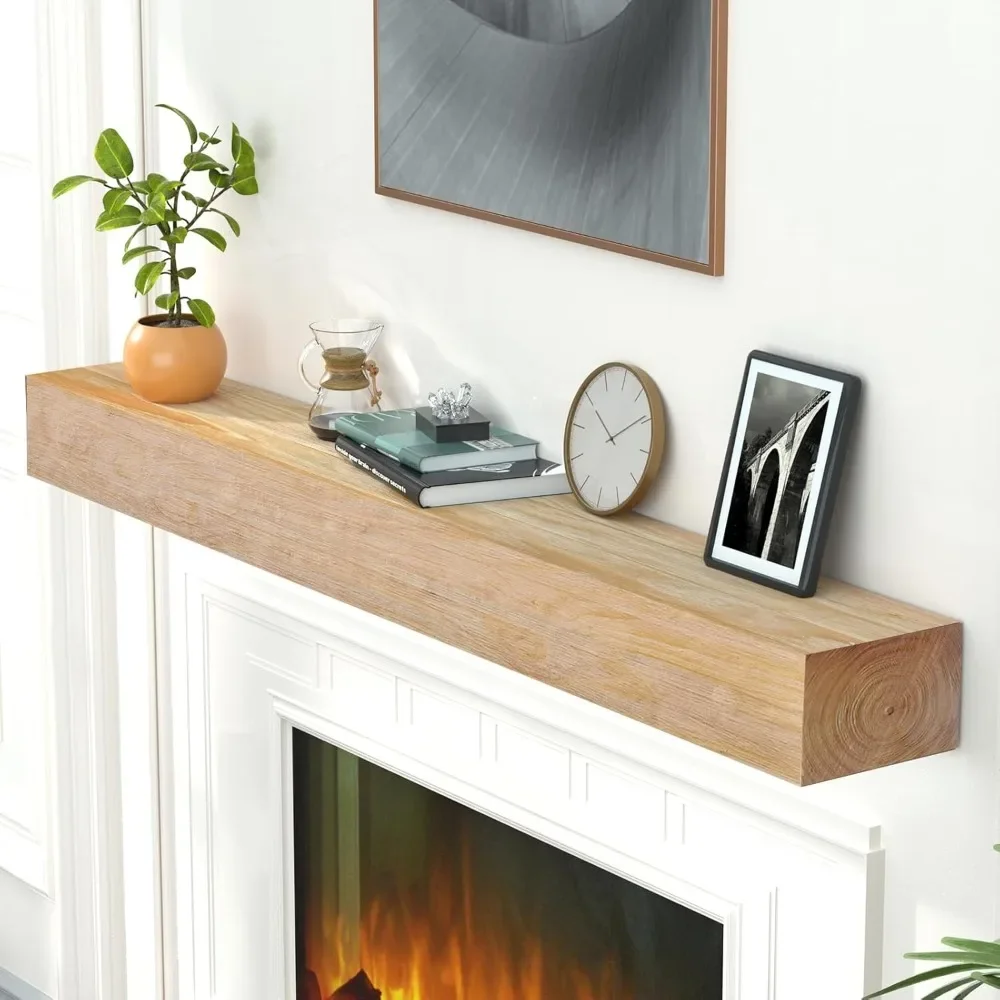 Fireplace Mantel Wall Mounted, Handcrafted Wood Brack, Natural Mantels Over Fireplaces, 60