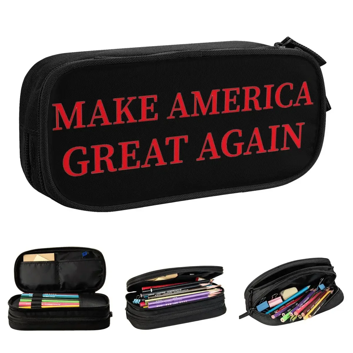 MAGA Make America Great Again Pencil Cases Fun Trump 2024 Pen Bags Student Big Capacity Students School Cosmetic Pencil Box