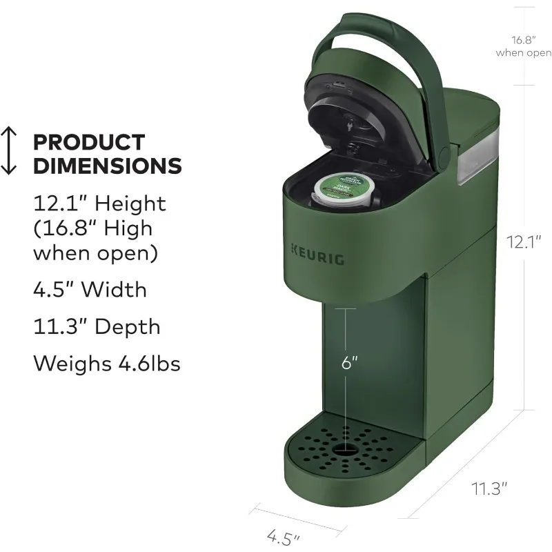 ماكينة صنع القهوة Keurig K-Mini Single Service K-Cup Pod، حجم المشروب من 6 إلى 12 أونصة، مع مساحة تخزين سلكية، مثالية للمساحات الصغيرة، أخضر دائمًا