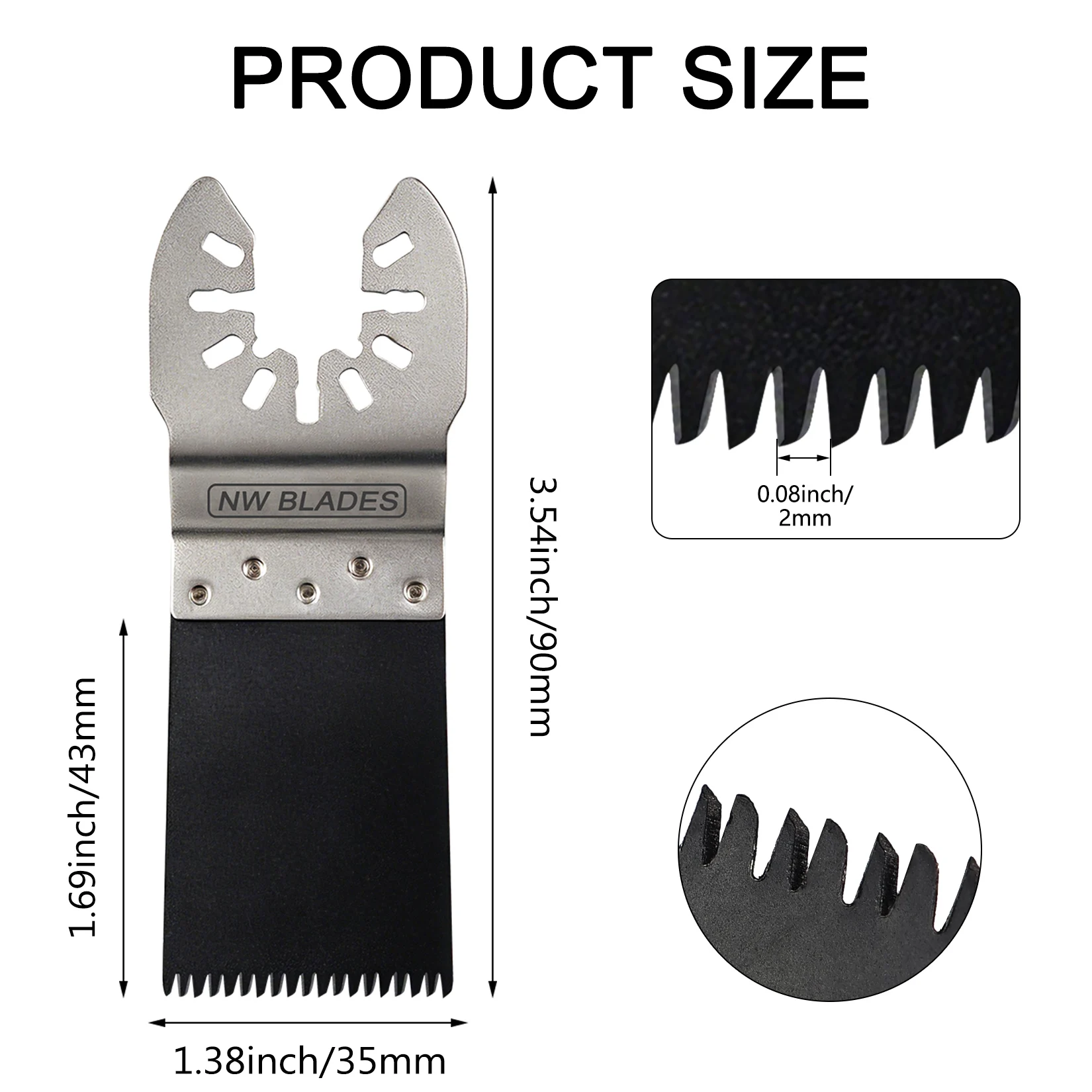 Precision Teeth Oscillating Multi Tool Blade 35mm Wide Quick Release Saw Blade for Wood Plastic PVC DIY Renovation Cutting Work