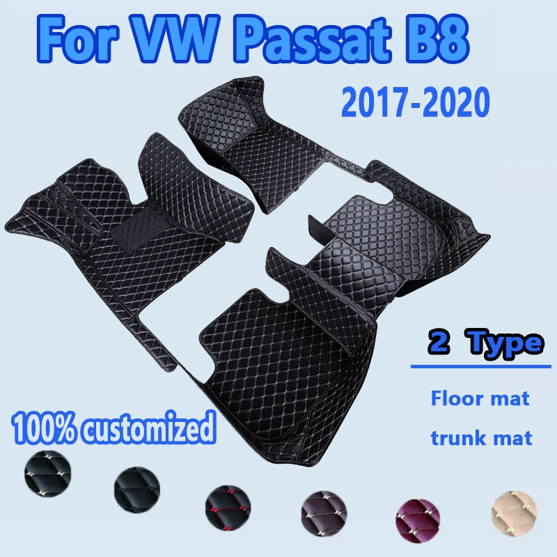 

Кожаные автомобильные коврики на заказ для VW Passat B8 2017 2018 2019 2020, коврики, коврики, подкладки для ног, аксессуары