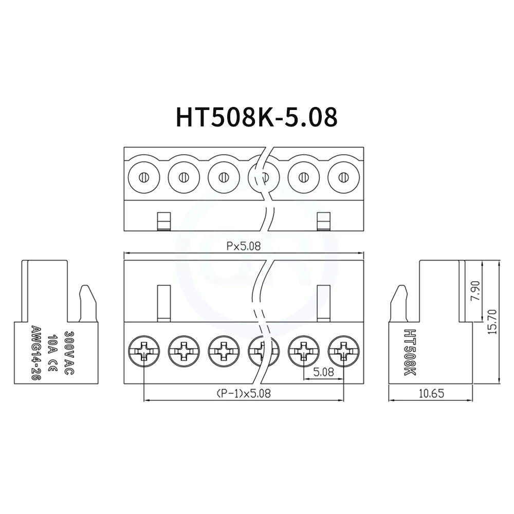 (10 Sets) HT5.08K / HT5.08V / HT5.08R 5.08mm Plug-in Terminal Block HT5.08 Plug Straight / Bent Pin Set 2~12P HT5.08K/V/R - 5.08