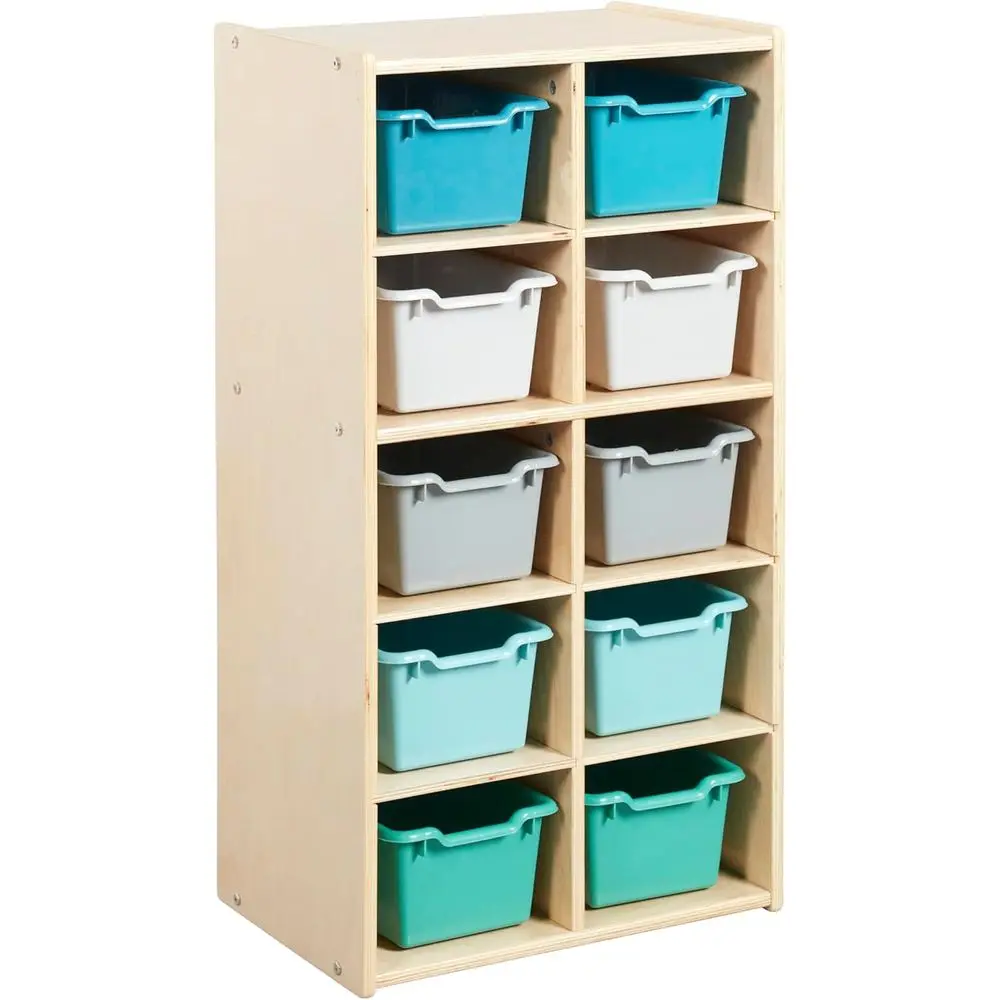 

10-Cubby Storage Cabinet with 10 Scoop Front Bins, Modern Children's Furniture