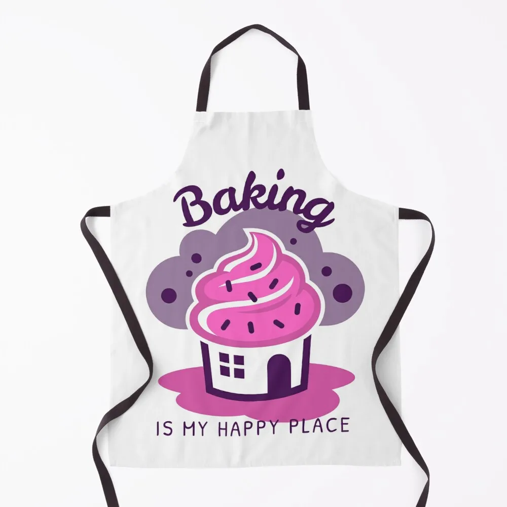 

Cute Pink Cupcake Baking is my happy place Gift for cupcake lovers Apron Kitchen Women women's kitchens Chef Uniform Women Apron