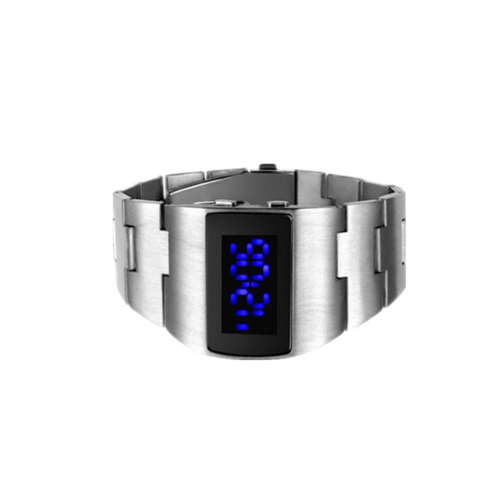 Men s Simple Design LED Digital Display Watch Hiking Boys Electric Alloy Wristwatch Wrist Decoration Accessory Birthday Gift