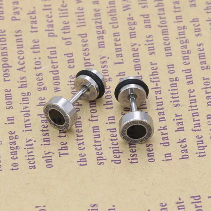 1PC Round earrings woman man fashion jewelry fake ear plug tunnel stainless steel piercing ear stud