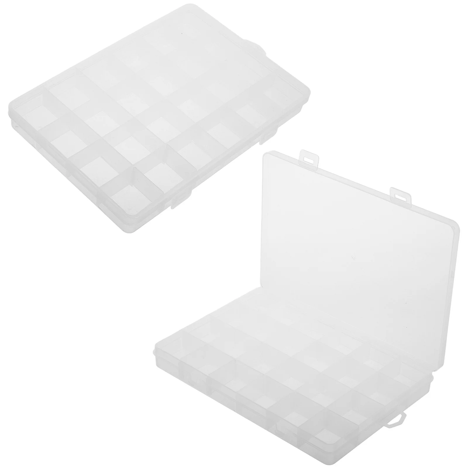 

2pcs Clear Plastic Organizer Box With Dividers Transparent Storage Container For Jewelry Beads Crafts Small Parts Electronic