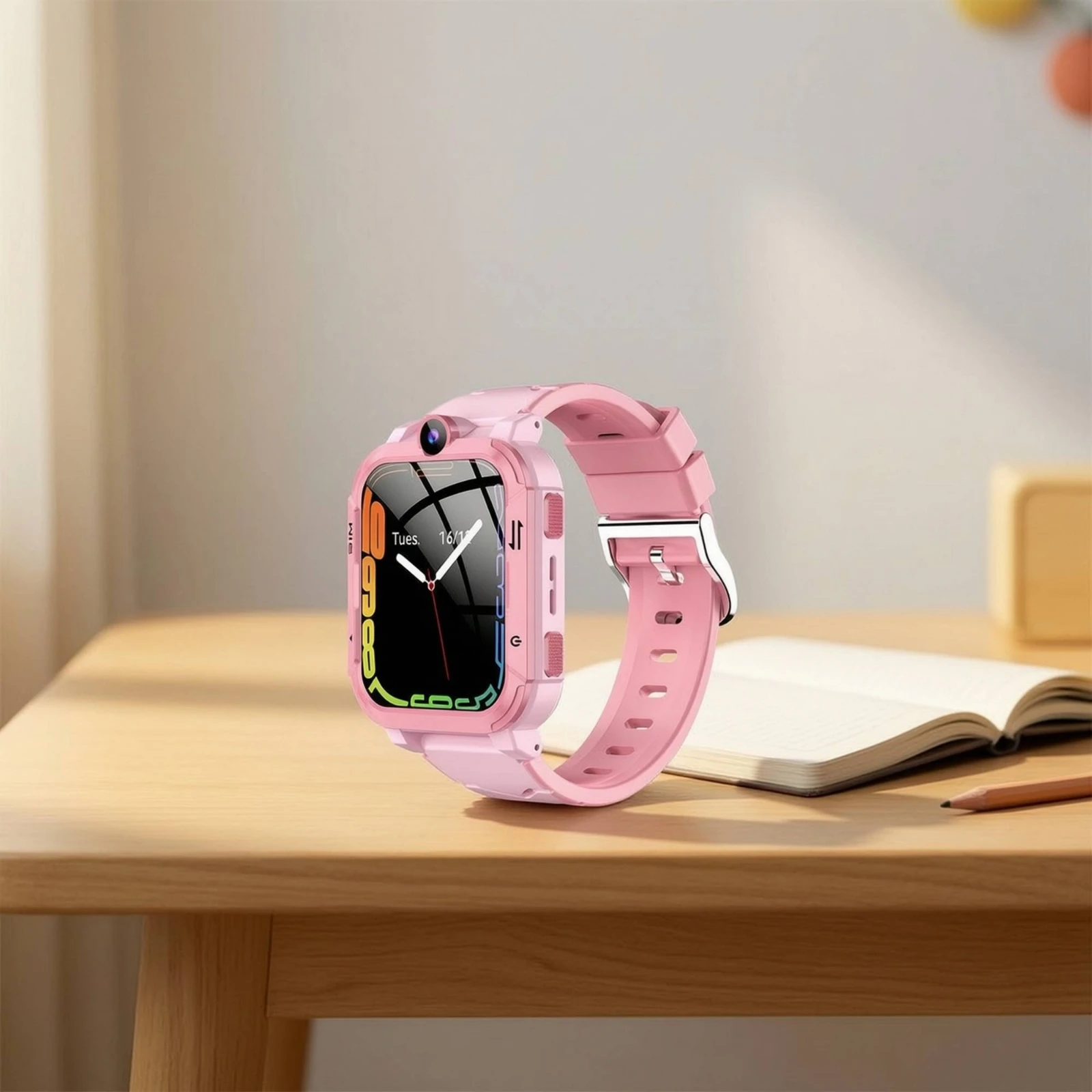 Smartwatch with Camera Compact Smartwatch with Touch Screen Phone Watch Rechargeable Sturdy for Children, Daily Wear, School