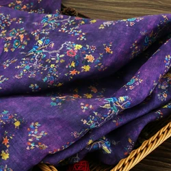 high grade purple ramie printed cotton fabric Wedding Dress Tulle Skirt Material fabrics for patchwork kumas telas por metros