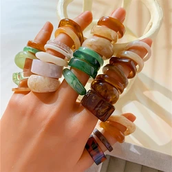 30 piece Bohemian retro acrylic resin ring combination set for women with personalized halo dyed dopamine wide face stacked ring