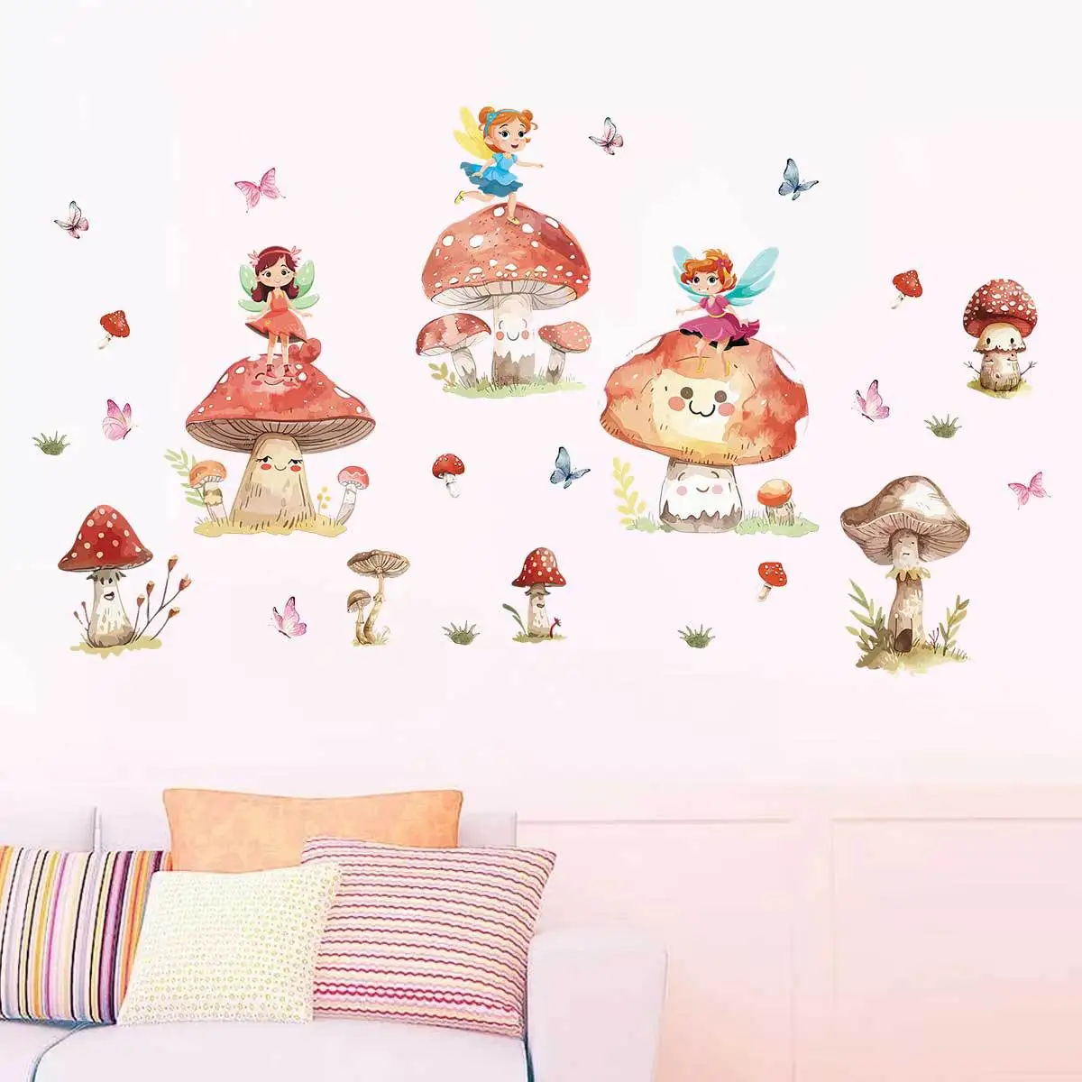 Children's Room Wall Stickers Elf Mushroom Wall Decals Girls Bedroom Living Room Decoration Kids Room Decor Wallpaper