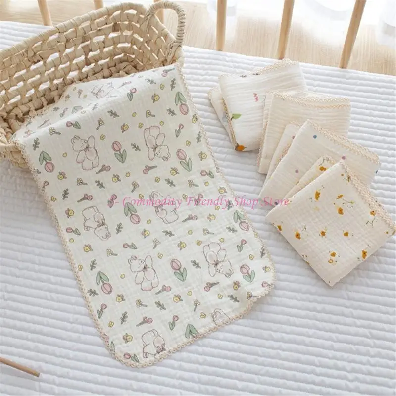 85AE 小さなハンカチ フェイスタオル 4 層優しく吸収性よだれよだれかけ 口拭き布 赤ちゃんの沐浴や授乳に