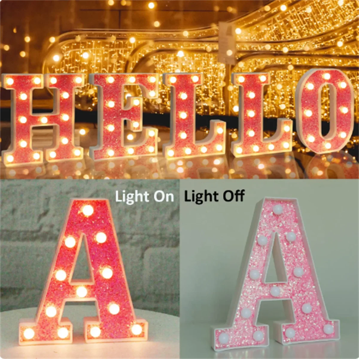 16cm Colorful Pink LED Decorative Alphabet Number Light Battery Powered Decorative Light Wedding Birthday Party Decoration