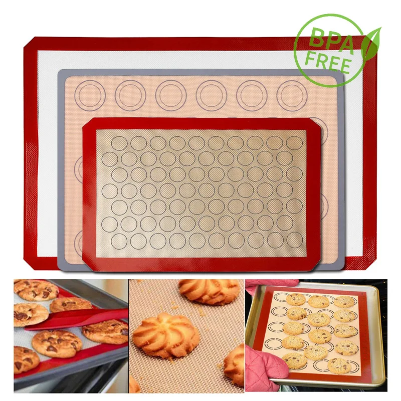 Multiple Sizes Silicone Baking Mat Macaroon Cookie Pad Dough Rolling Mat Non-Stick Oven Sheet Liner Pastry Kitchen Accessories