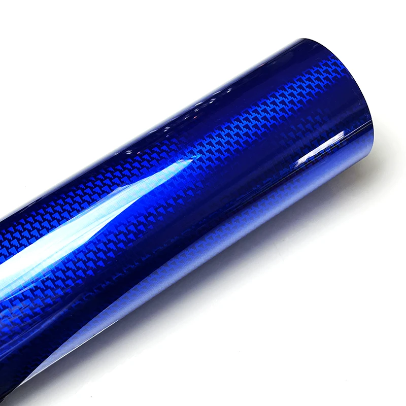 

PET Ultra Glossy Blue Ghost Forged Carbon Fiber Chrome Metallic Vinyl Wrap Film Car Sticker With Air Release Self Adhesive