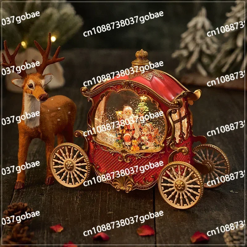 Christmas gift music box carriage old man falling snow music box crystal ball children's birthday gift girl gift