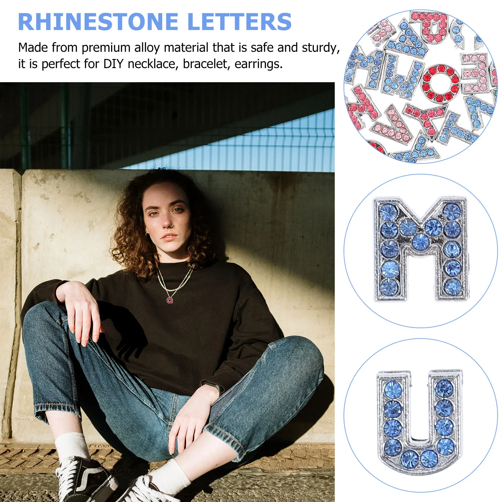 

26Pcs Rhinestone Pendant Set Fine Workmanship Durable Handicraft Accessories Rhinestone Letters Alloy Letters Charm