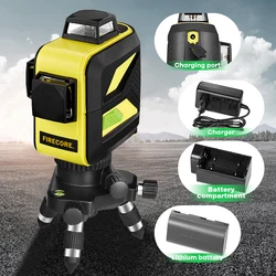 FIRECORE F93T-XG nivel laser 12 Lines 3D Green Laser Level 360 Self-Leveling Лазерный Уровень lazer нивелир with 1.6m Tripod