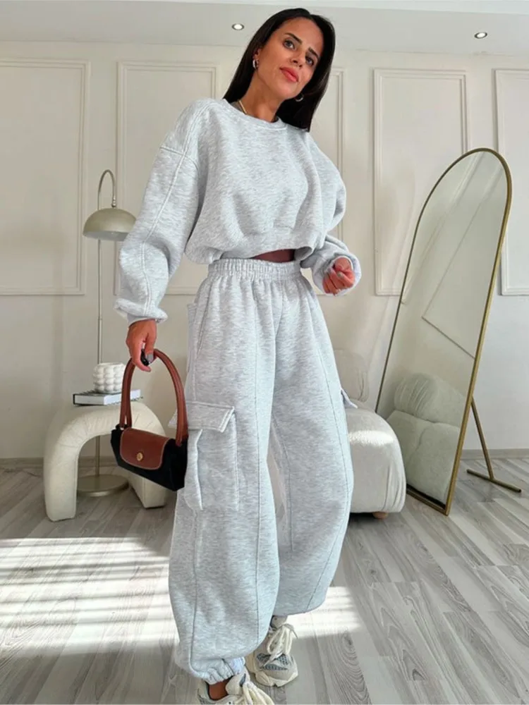 المرأة الصلبة اللون قطعتين مجموعة الأزياء س الرقبة قصيرة نمط البلوز مرونة الخصر بدل رجالي الخريف الشتاء سيدة مكتب الزي #2