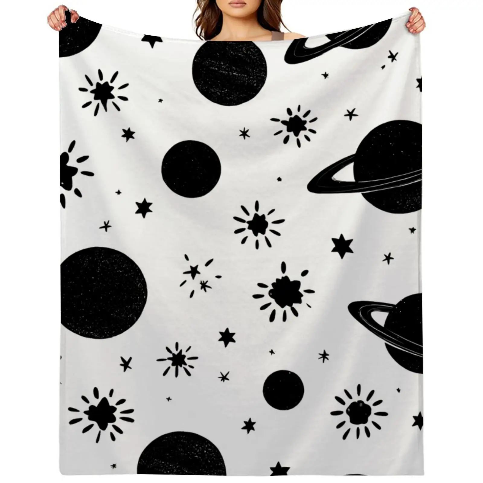 

Одеяло с рисунком планеты, звезды и солнца, полиэфирная ткань, можно стирать в машине, подходит для декора спальни и гостиной.