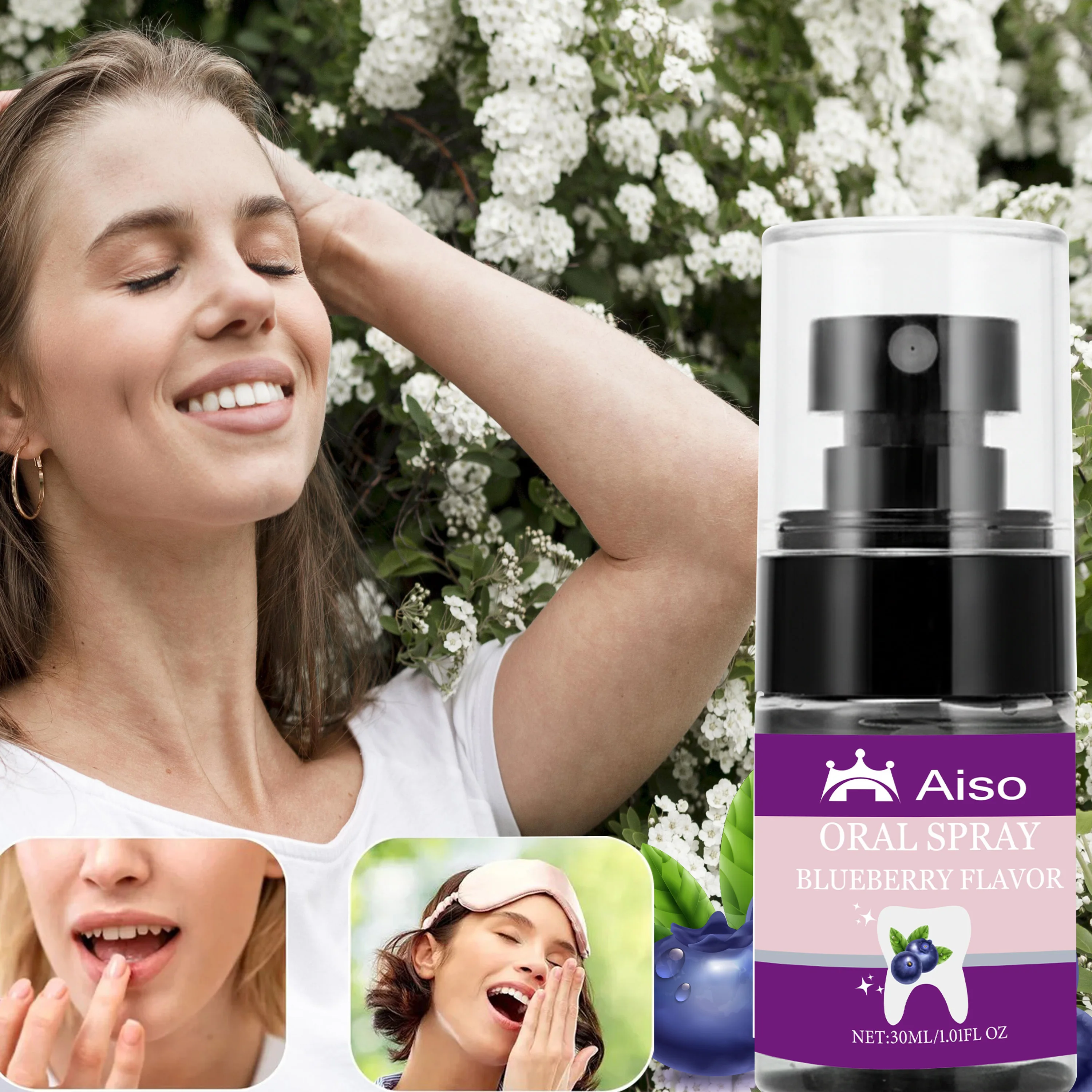 بخاخ التنفس عنبية 30 مل، ينعش التنفس بسرعة، نكهة التوت المنعشة، يجب اقتناؤها للتمر.