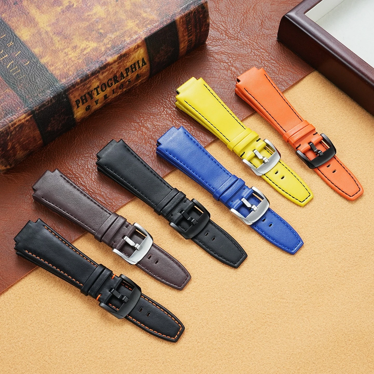 Lihe adapts to Aiwochi IW Hornet Cruiser 618G 589G series soft cowhide convex watch strap