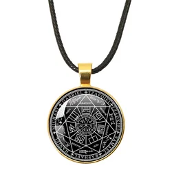 Seal of Seven Archangels Medal Leather Rope Necklace Michael Raziel Uriel Gabriel Pendant Rune Necklace Protection Amulet Gifts
