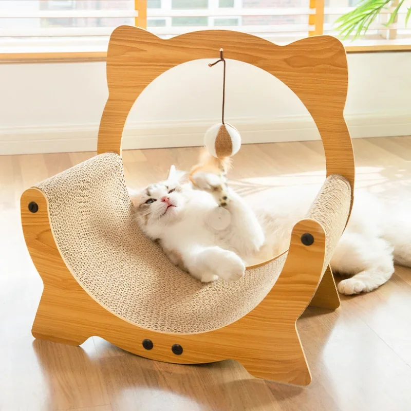 Wooden Cat Toy Scratch Board  Cradle Cat Nest Corrugated Paper Durable Scratch-resistant Multi Functional For Cats Scraper