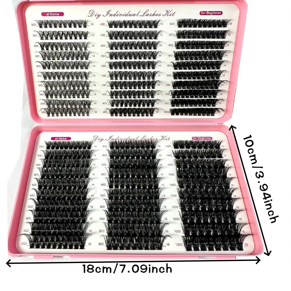 570 Clusters Dense 8D Fluffy Manga Style Anime Feel Eyelash Extensions 10-18MM Cluster Eyelash Extensions, D Curl Single Eyelash