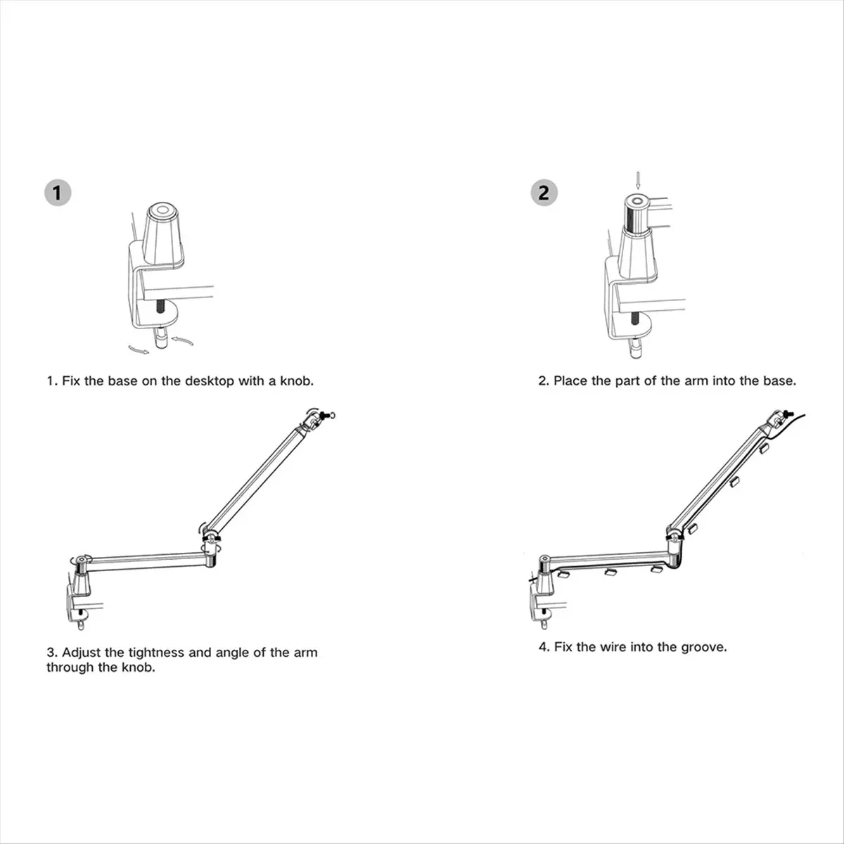 Low Position Microphone Boom Arm,360°Rotatable Mic Stand,Microphone Holder with 3/8inch 5/8inch Adapters,Microphone Arm