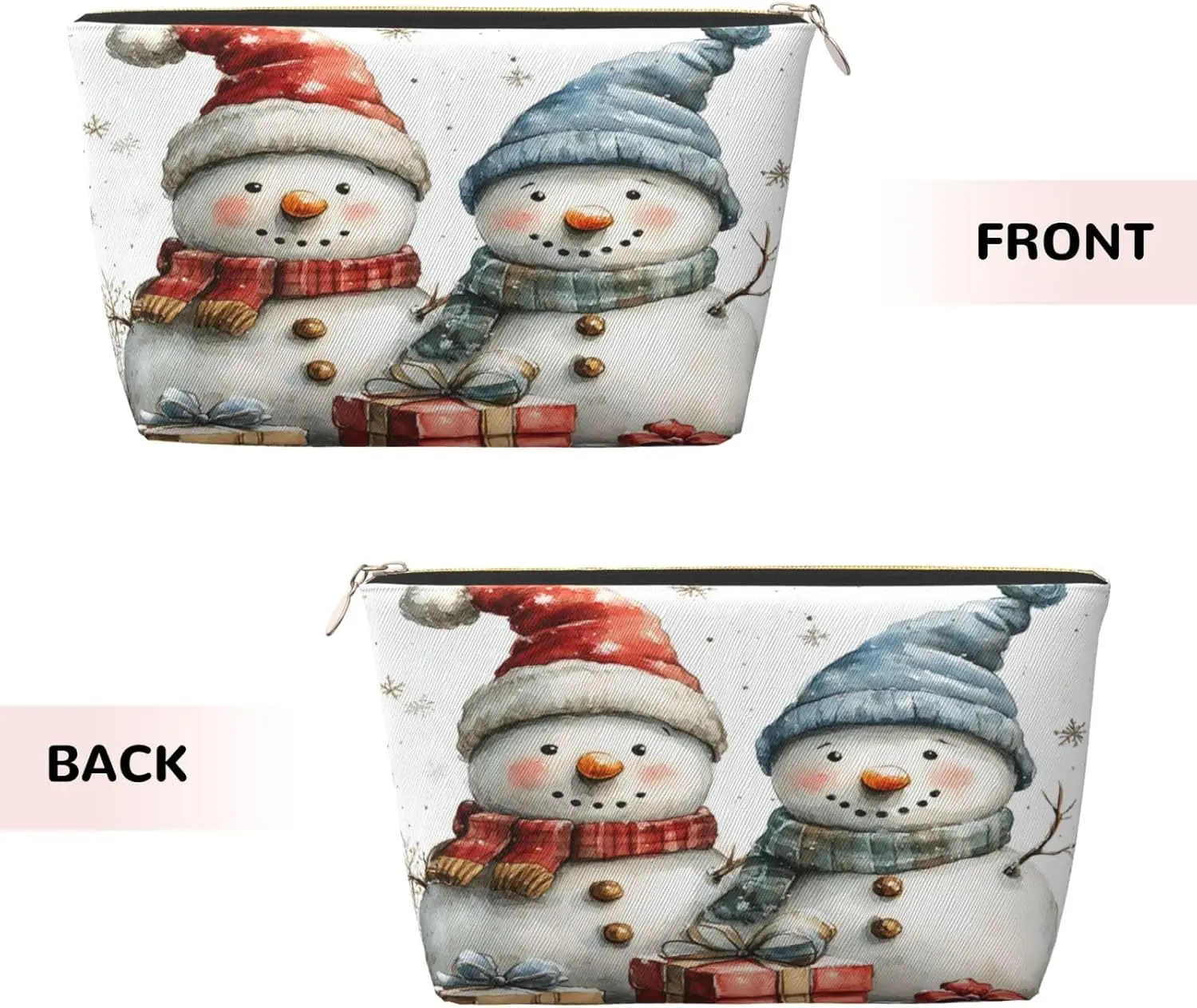 Cosmetic Bag Christmas Winter Snowman Makeup Pouch Travel Toiletry Organizer Zipper Waterproof for Women