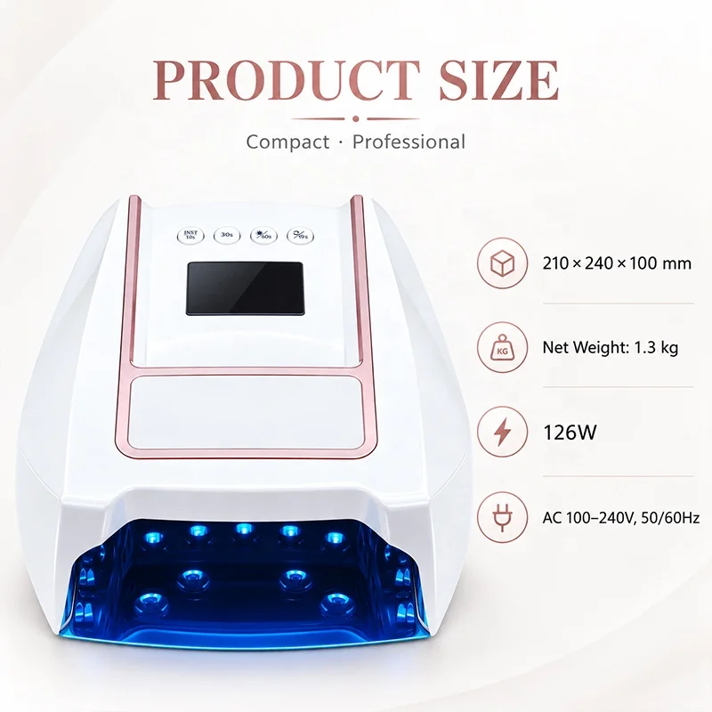 Portable Handheld Design 126W Power Quick Drying UV LED Nail Dryer Wireless Rechargeable Home Use Professional 36Pcs Light Beads