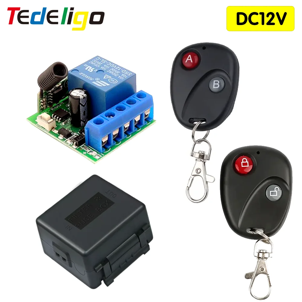 

RF Transmitter 433 Mhz Remote Controls with Wireless Remote Control Switch DC 12V 1CH relay Receiver Module LED Remote Control