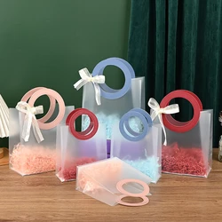 10 sacchetti regalo riutilizzabili con borsa trasparente con manico, borsa per la spesa in PVC trasparente, per feste, matrimoni, compleanni