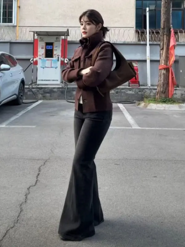 

Retro Slim Fit Cotton Jaet ort Faionable Korean Sle Button up Casual Wear for Women in Winter Ele Quali