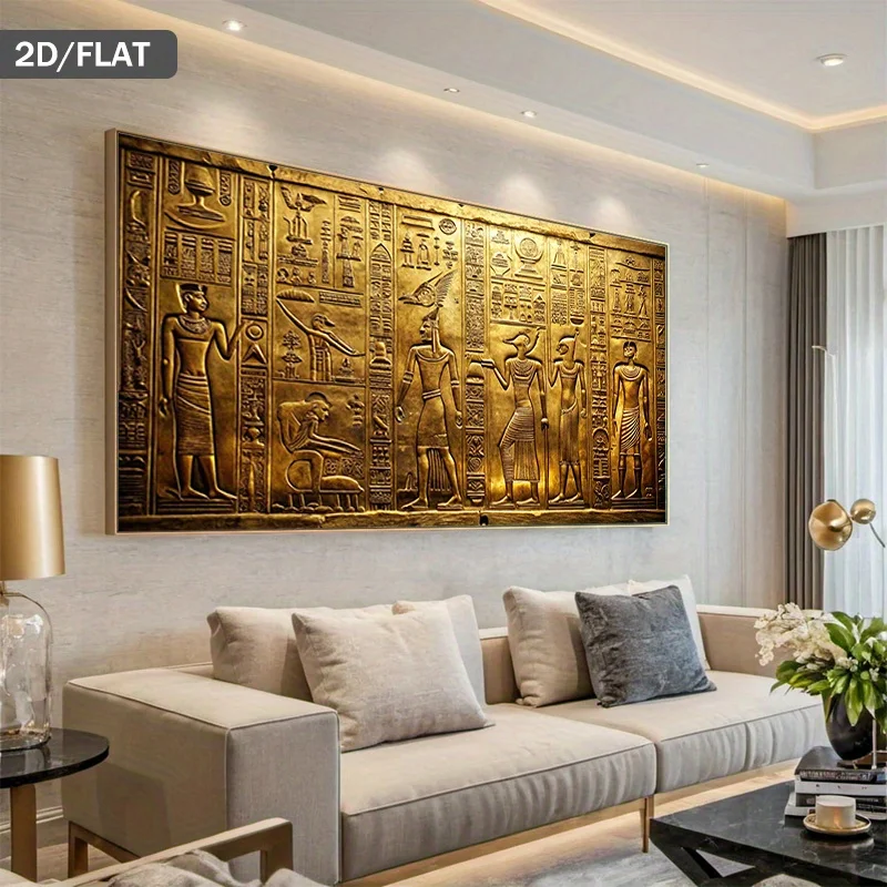 

Extra Large Ancient Egyptian Wall Art Frameless Canvas Painting Poster for Living Room, Bedroom, Office Decor Textured Wall Art