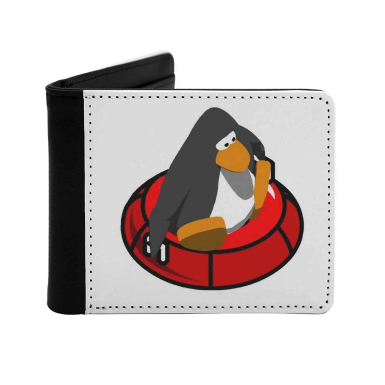 

Клубные сани с пингвинами, кожаные мужские кошельки, держатель для кредитных карт, черный кошелек, клубный пингвин, клубные сани с пингвином, гонщик