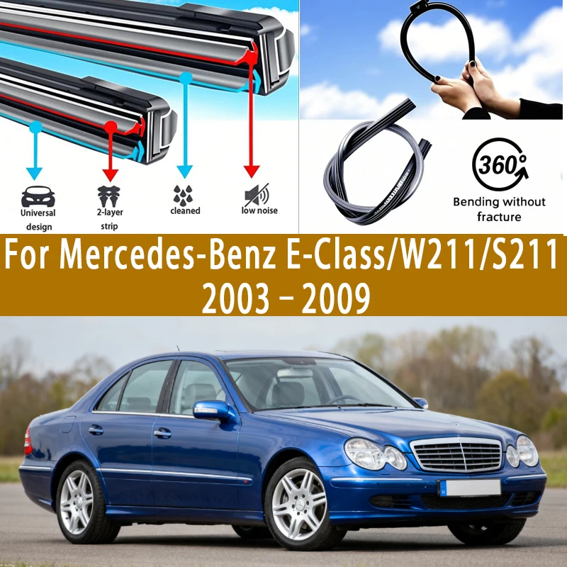 

For Mercedes-Benz E-Class/W211/S211 2003-2009 2006 2007 2008 Front Windshield Wiper Blades 2pcs Windscreen Window Accessories