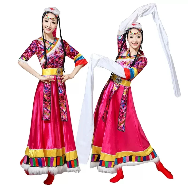 Tibetan dance costume performance costume women\'s suit national costume large swing skirt Xinjiang Mongolian performance costume