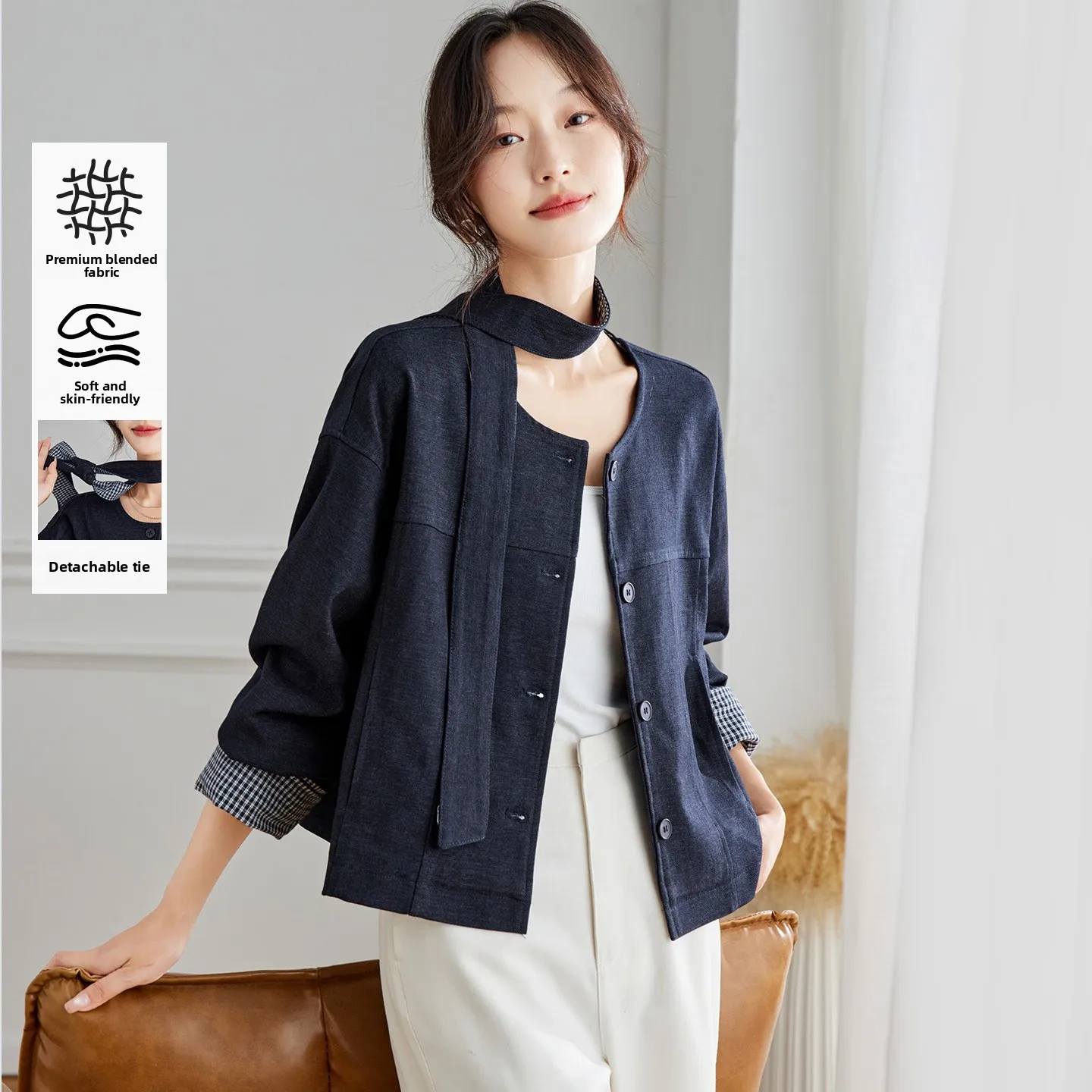 

Faionable ort Outerwear Women's Casual Sle Korean Design Cotton on Coat Autumn Collection Cact Size Top