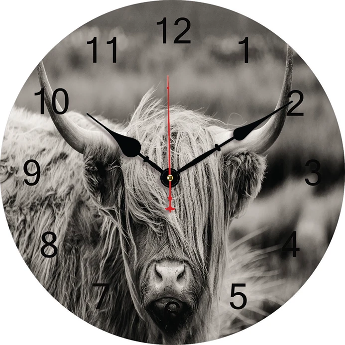 Animal Yak Wall Clock Kitchen Decor Wall Art Silent Non Ticking Large Round Wall Clocks For Living Room Bedroom Office