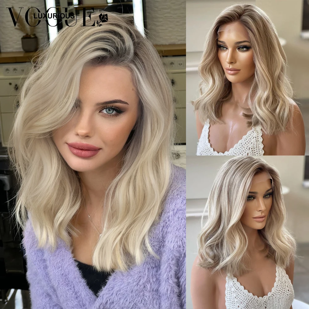 

Ash Blonde Body Wave 100% Real Human Hair Wig Cream Blonde 13x6 Lace Wig 210% Density Pre Cut Ready To Wear Brazilian Hair Wigs