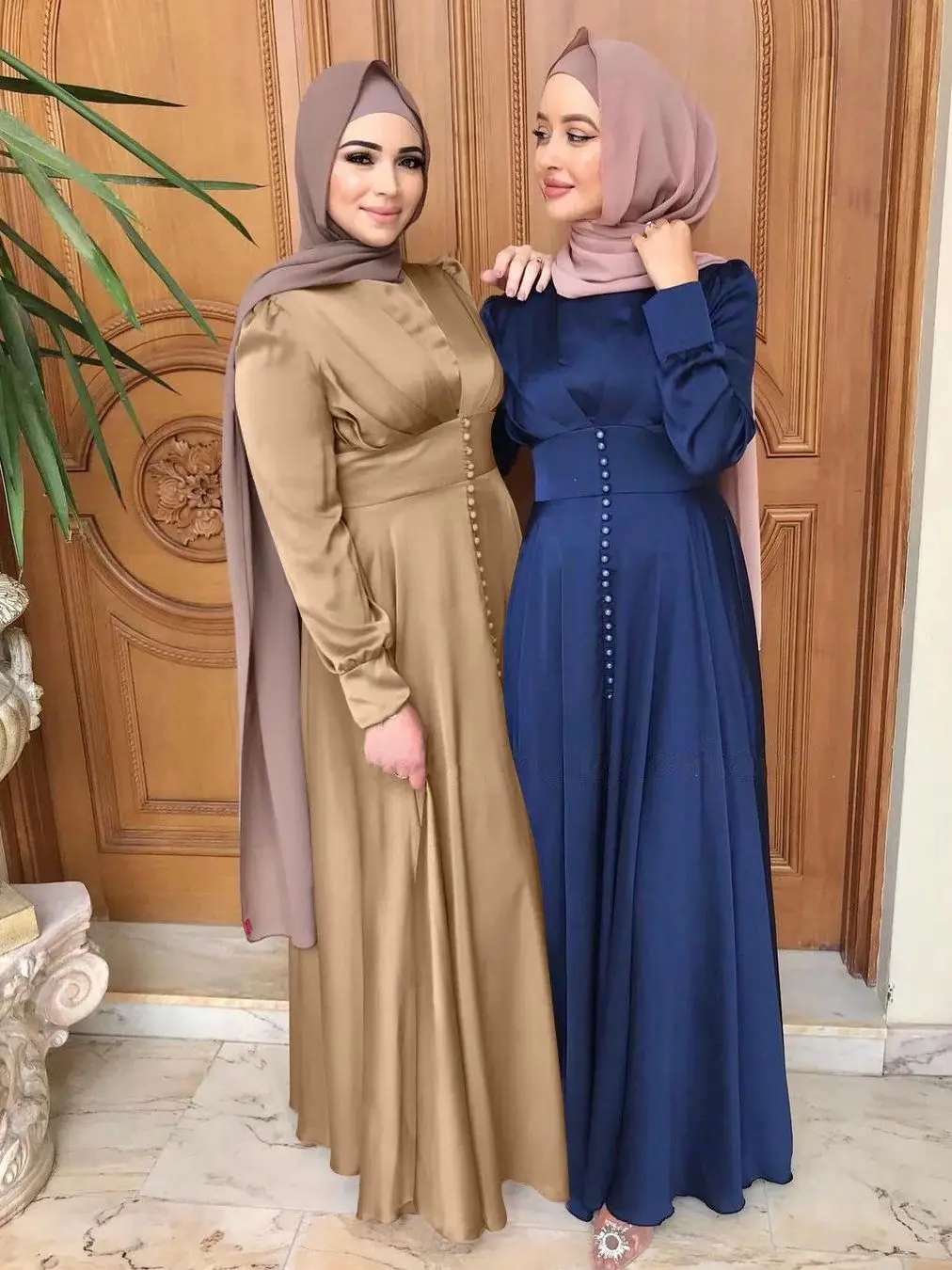 Ramadan Eid Satin musulman Abaya Damen dubaï Islam arabe caftan robes modestes Abayas pour les femmes Kebaya Robe Femme Musulmane