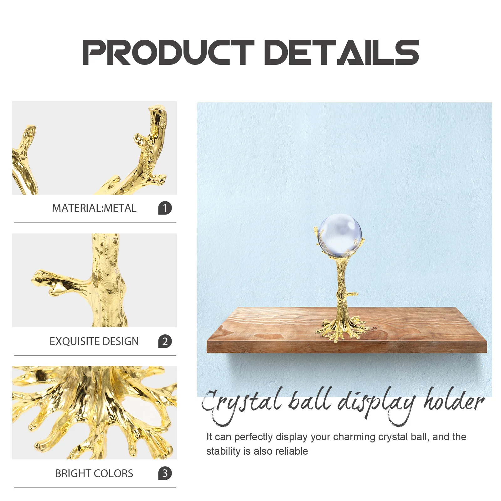 

Crystal Ball Stand Metal Branch Display Rack Desktop Jewelry Storage Holder Sphere Pedestal Crystal Ball Stand